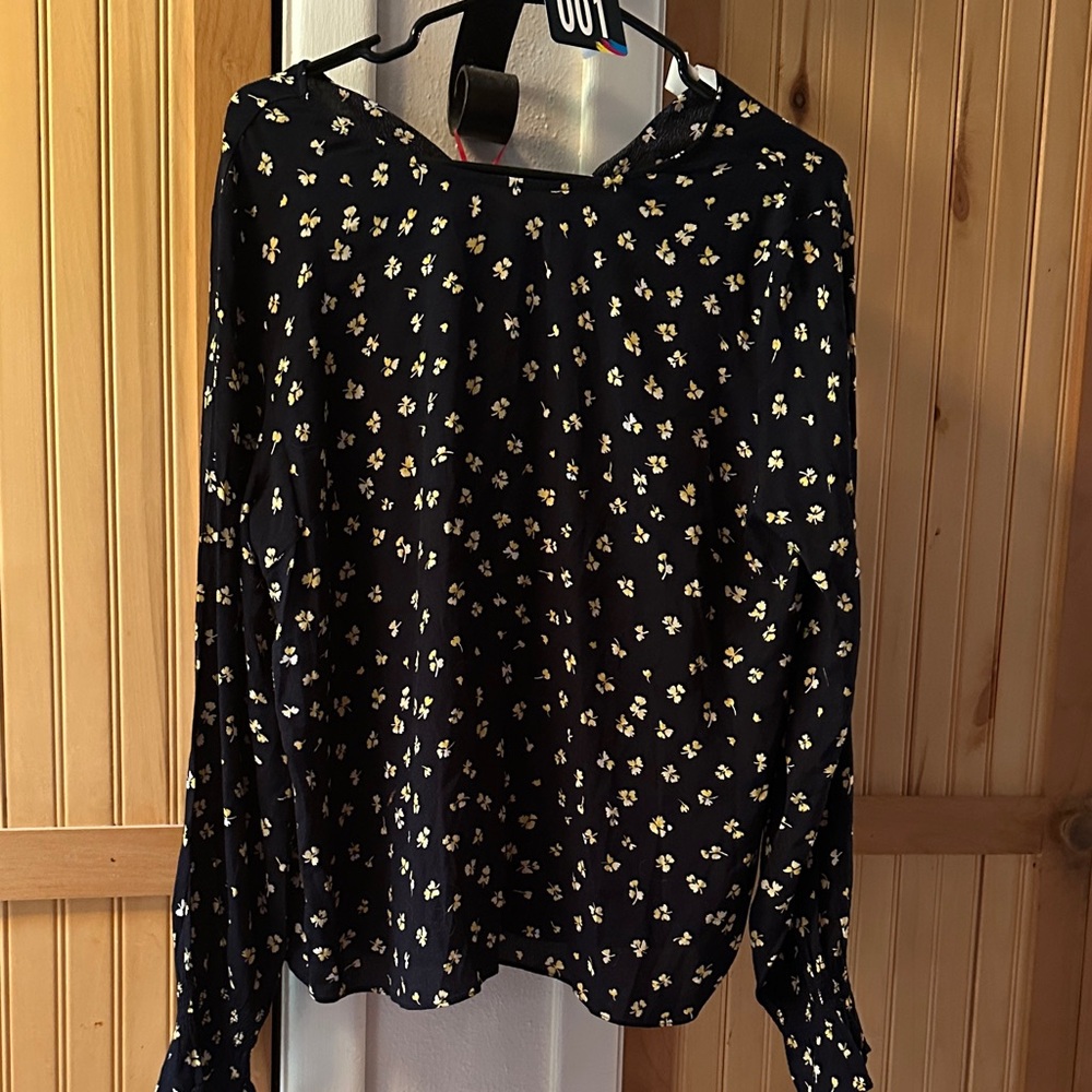 H&M Black Floral Blouse
